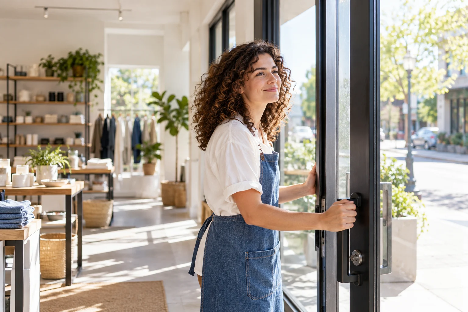 An independent business owner opening a contemporary retail storefront